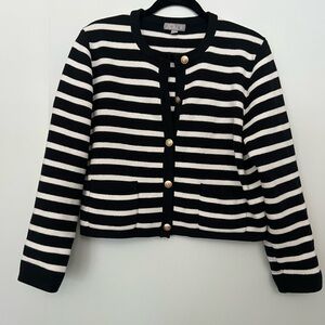 J. Crew Black and White Striped Knit Blazer